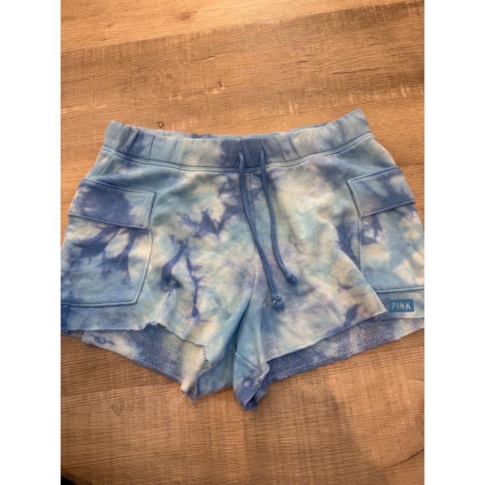 PINK Victoria's Secret Blue Tie-Dye Cargo Sweat Shorts –‎ Size M